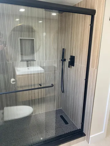 a bathroom with a shower