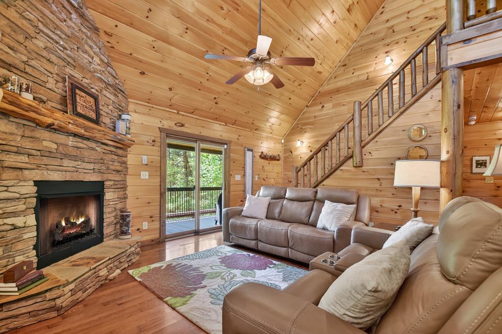 34 Dallas Lane Blue Ridge, GA 30513 - Photo 13 of 56 Living area with glass doors to the deck