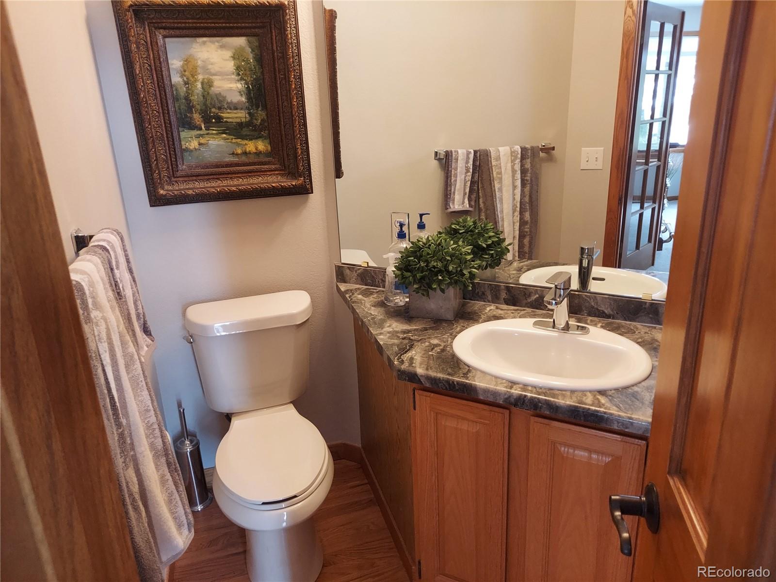 386 Monte Vista Road Golden, CO 80401 - Photo 16 of 32 a bathroom with a toilet sink and mirror