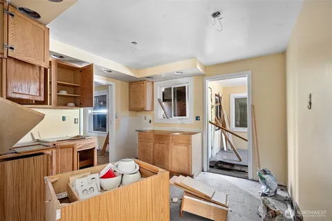 a bedroom with furniture and a bed