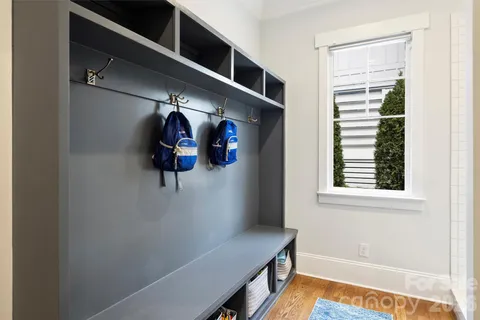 a view of a hallway with workspace