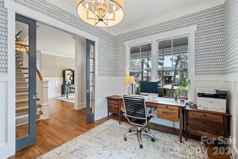 a workspace with furniture