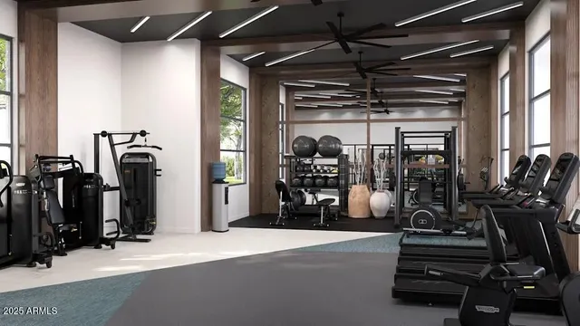 a view of a room with gym equipment