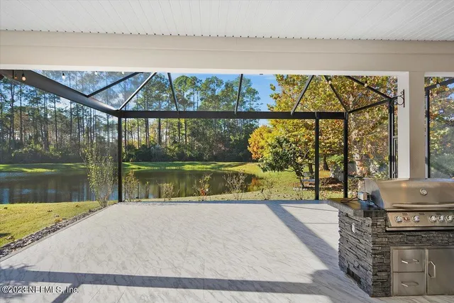 a view of swimming pool from a balcony