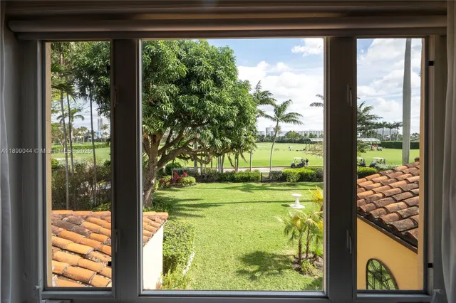 a view of a garden from a window
