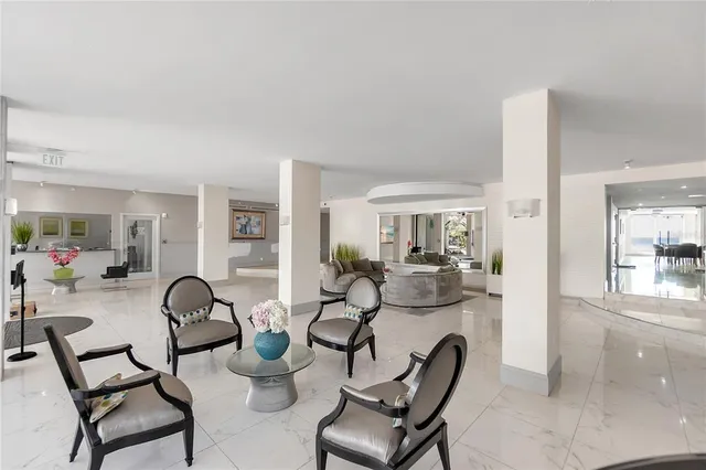 a view of a balcony with wooden floor