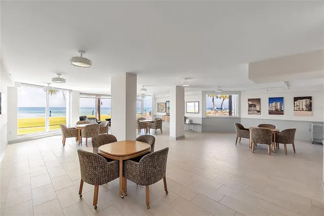 a view of a city with an ocean view