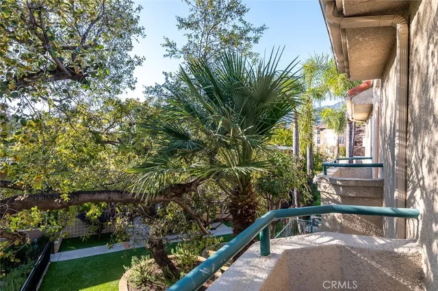 a view of a city from a tree