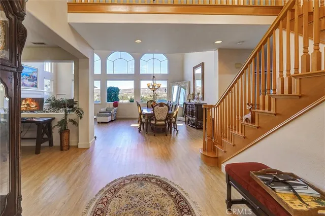 a view of a living room and dining room