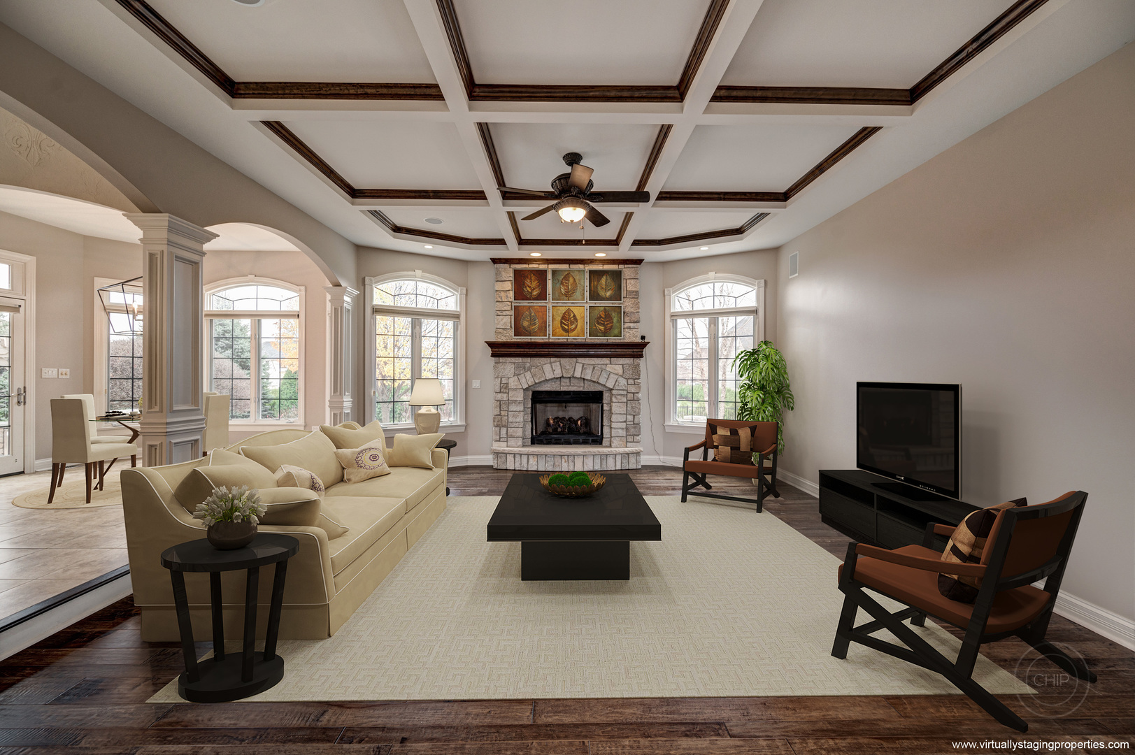4603 Corktree Road Naperville, IL 60564 - Photo 10 of 61 a living room with furniture fireplace and flat screen tv