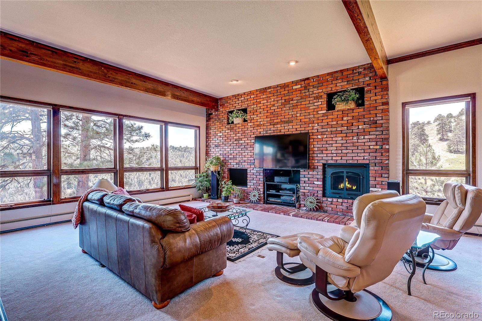 147 Alpine Avenue Golden, CO 80401 - Photo 3 of 47 a living room with furniture and a fireplace