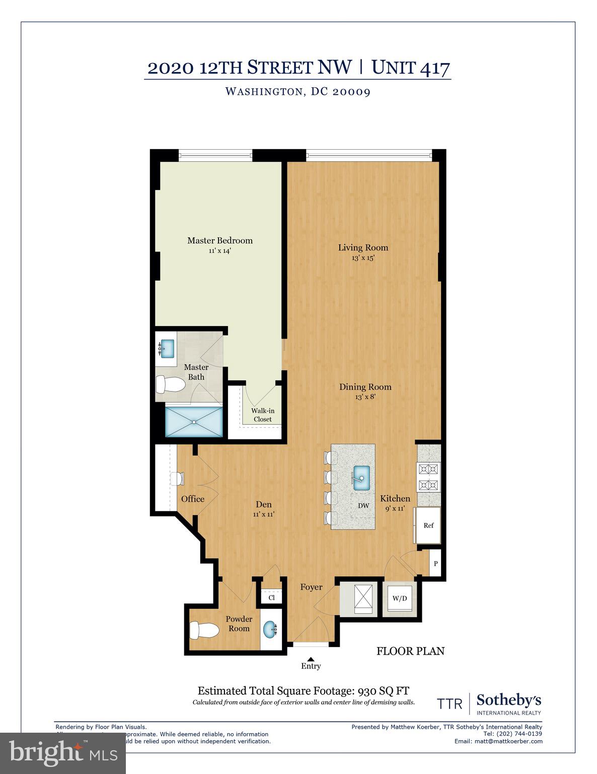 2020 12th Street Northwest, Unit 417 Washington, DC 20009 - Photo 34 of 34 Floor Plan