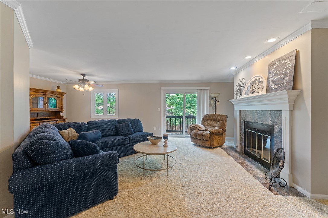 1175 East Calla Road, Unit C215 Youngstown, OH 44514 - Photo 10 of 44 Living area with gas fireplace, recessed lights