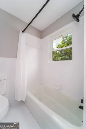 a bathroom with a toilet and a bathtub