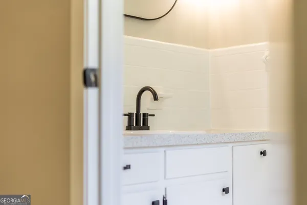 a close view of a sink and tap