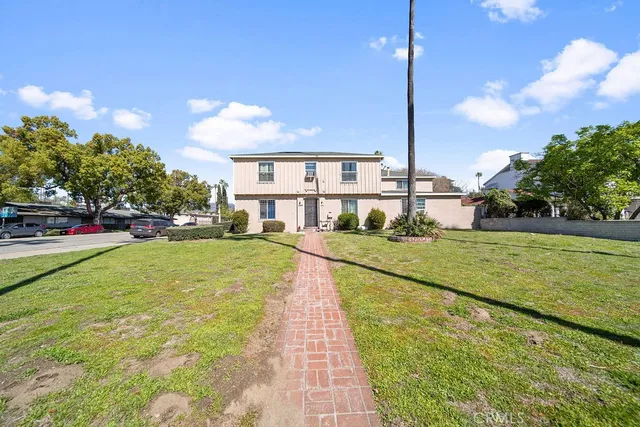 a view of an outdoor space and swimming pool