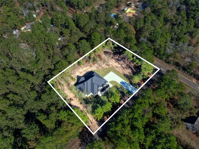 an aerial view of a house