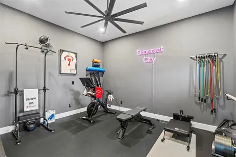 a view of a room with gym equipment