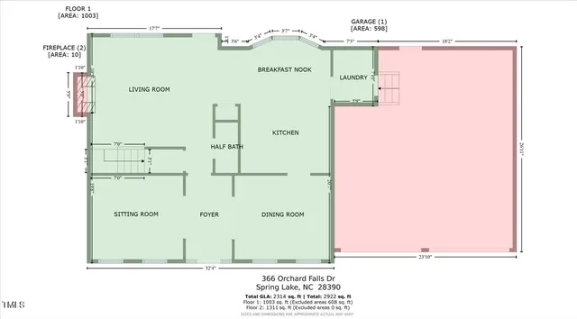$340,000 | 366 Orchard Falls Drive, Spring Lake, NC 28390