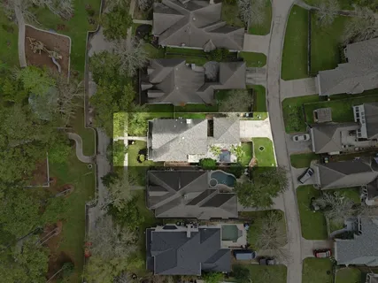 an aerial view of multiple house