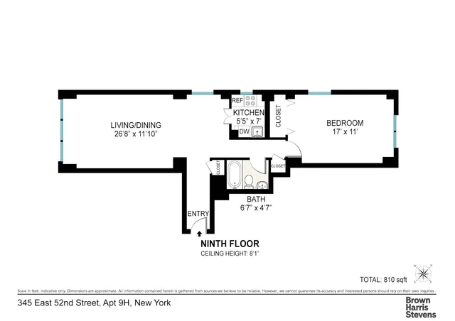 $650,000 | 345 East 52nd Street, Unit 9H | Midtown East