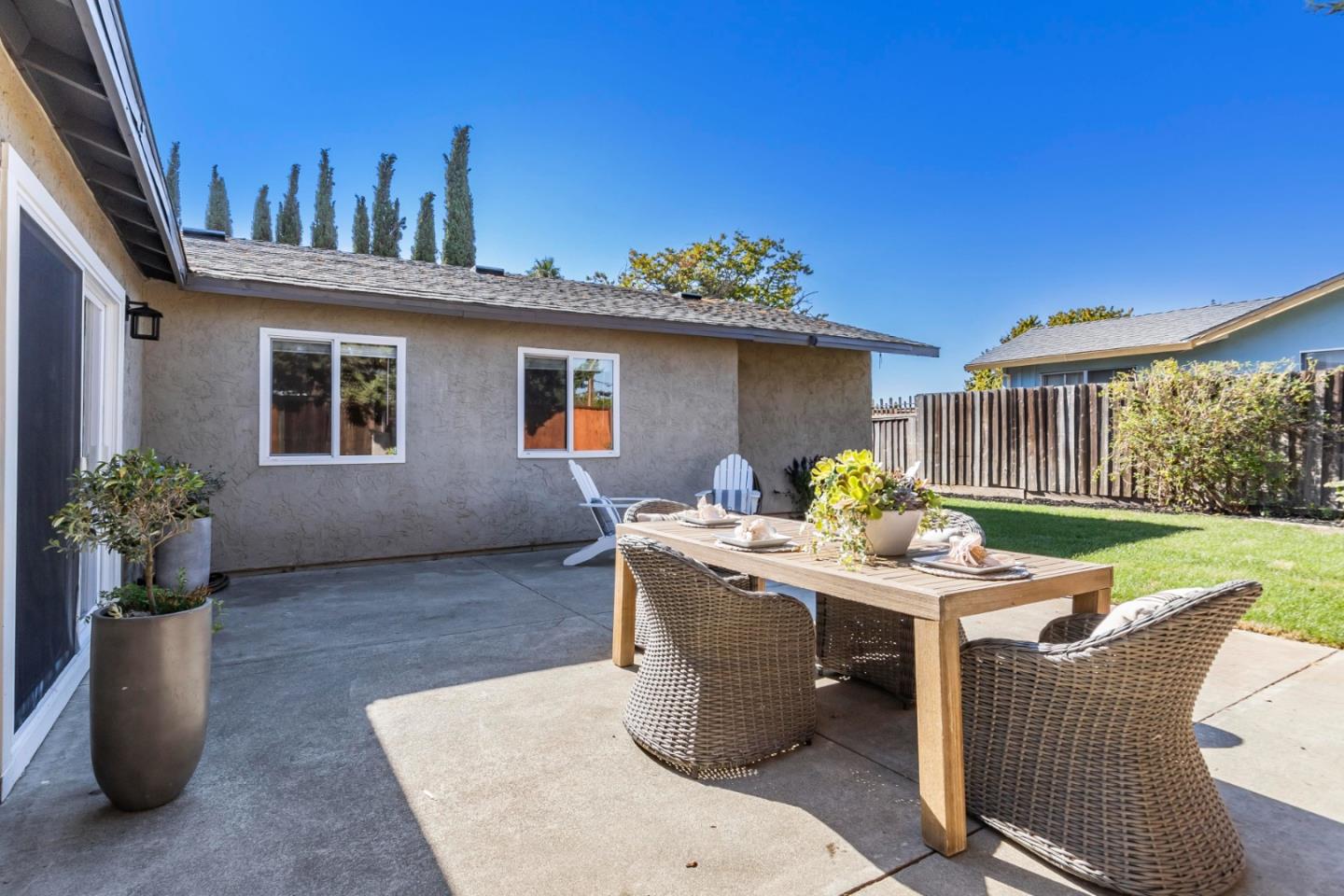 1726 Merrill Loop San Jose, CA 95124 - Photo 36 of 41 a view of a patio with table and chairs and potted plants
