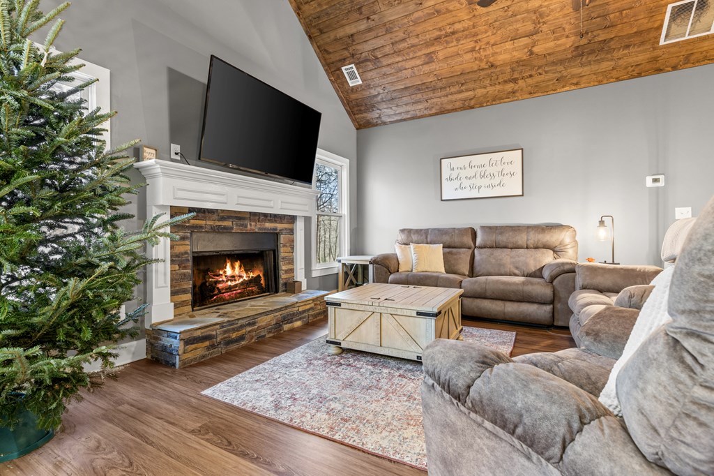 41 Brumby Trail Ellijay, GA 30536 - Photo 15 of 39 a living room with furniture and a fireplace
