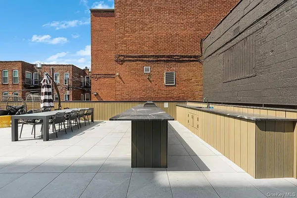 a terrace with outdoor seating