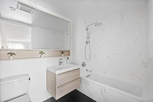 a bathroom with a sink double vanity and a bathtub