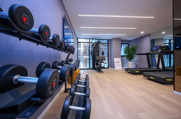 a view of a room with gym equipment