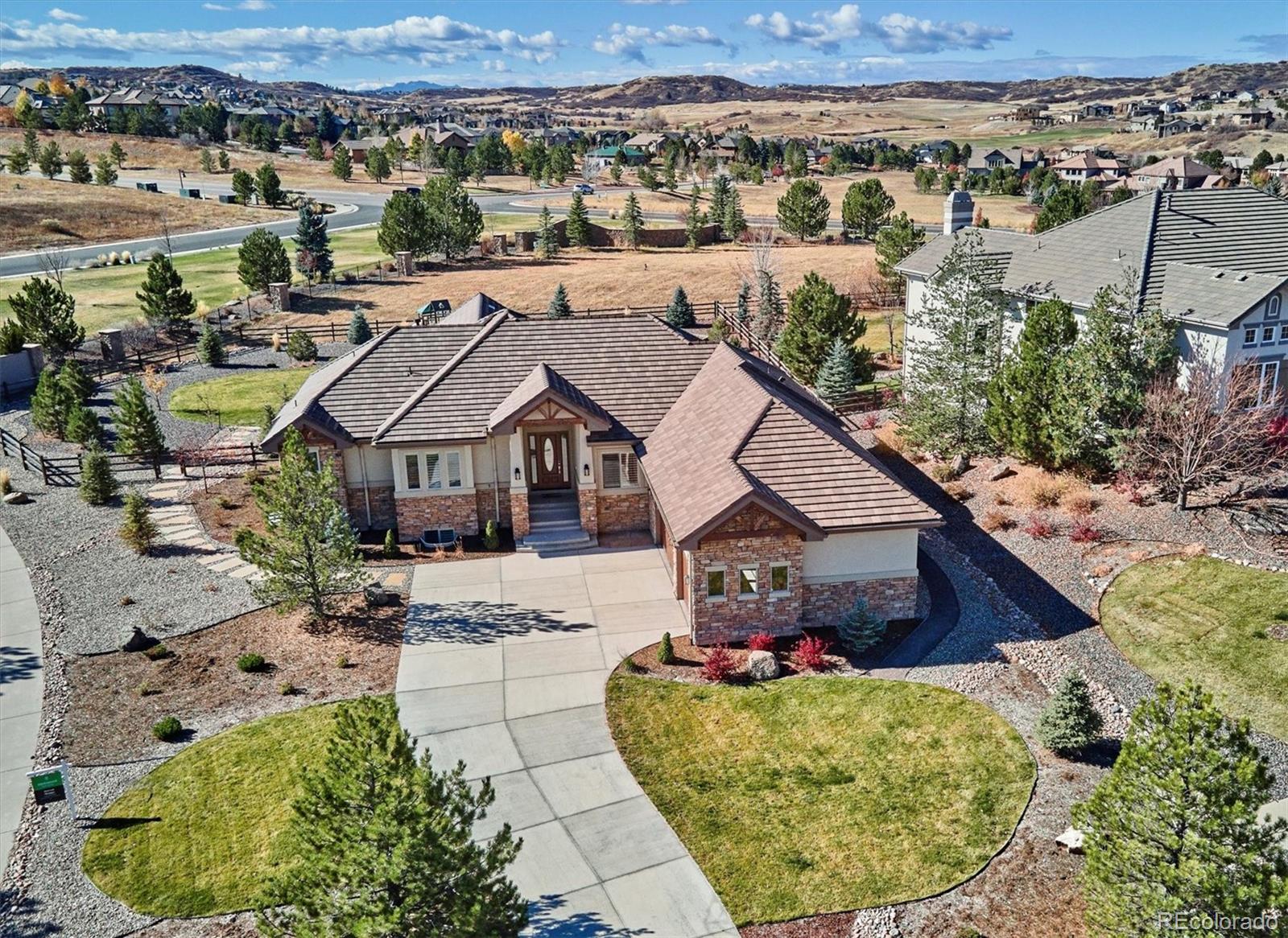 5561 Rim View Place Parker, CO 80134 - Photo 40 of 40 an aerial view of houses with a swimming pool