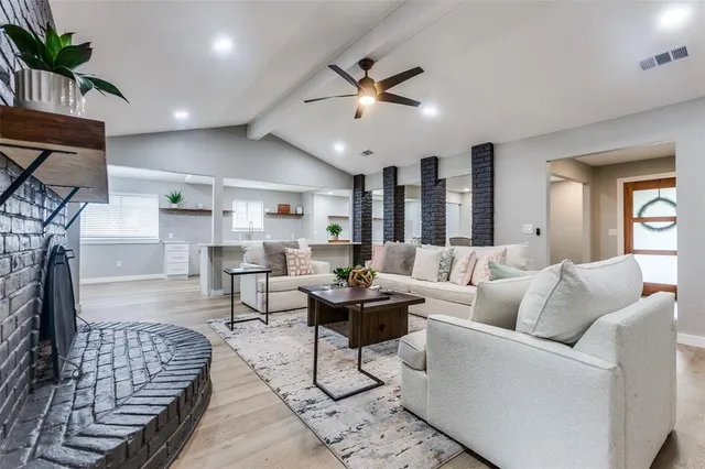 a view of a kitchen with a oven and a refrigerator