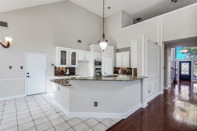 a view of a livingroom with a chandelier