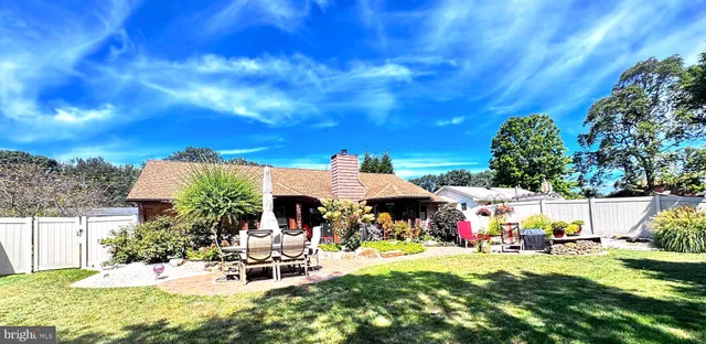a view of a house with a backyard patio and swimming pool