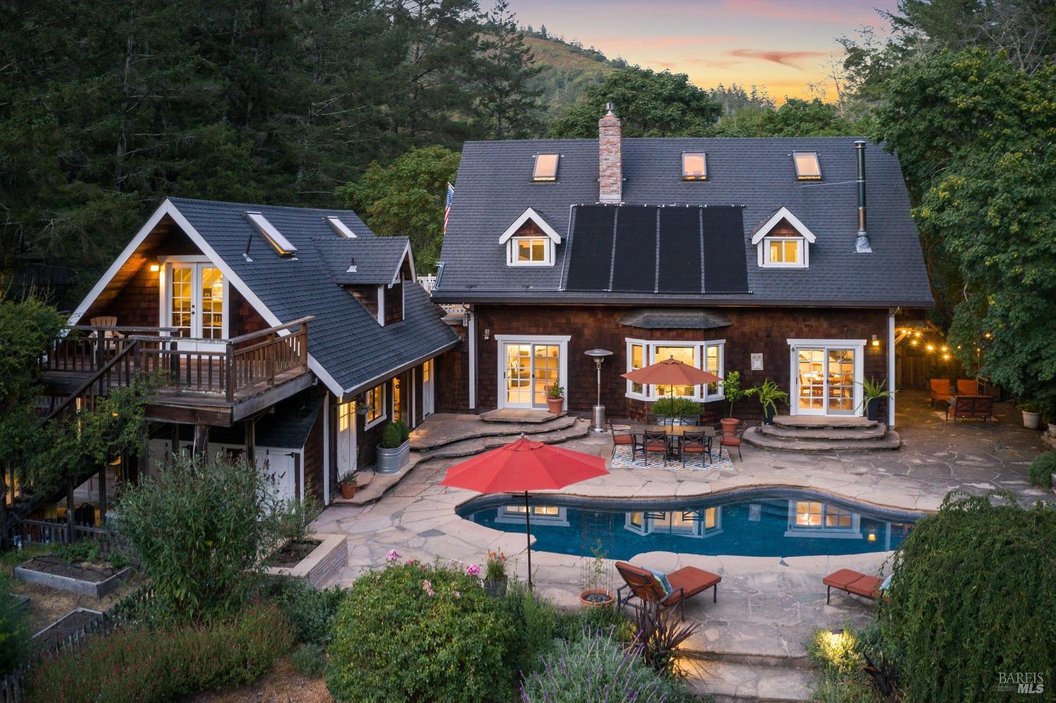 6401 Lucas Valley Road Nicasio, CA 94946 - Photo 1 of 1 an aerial view of a house with swimming pool and seating space