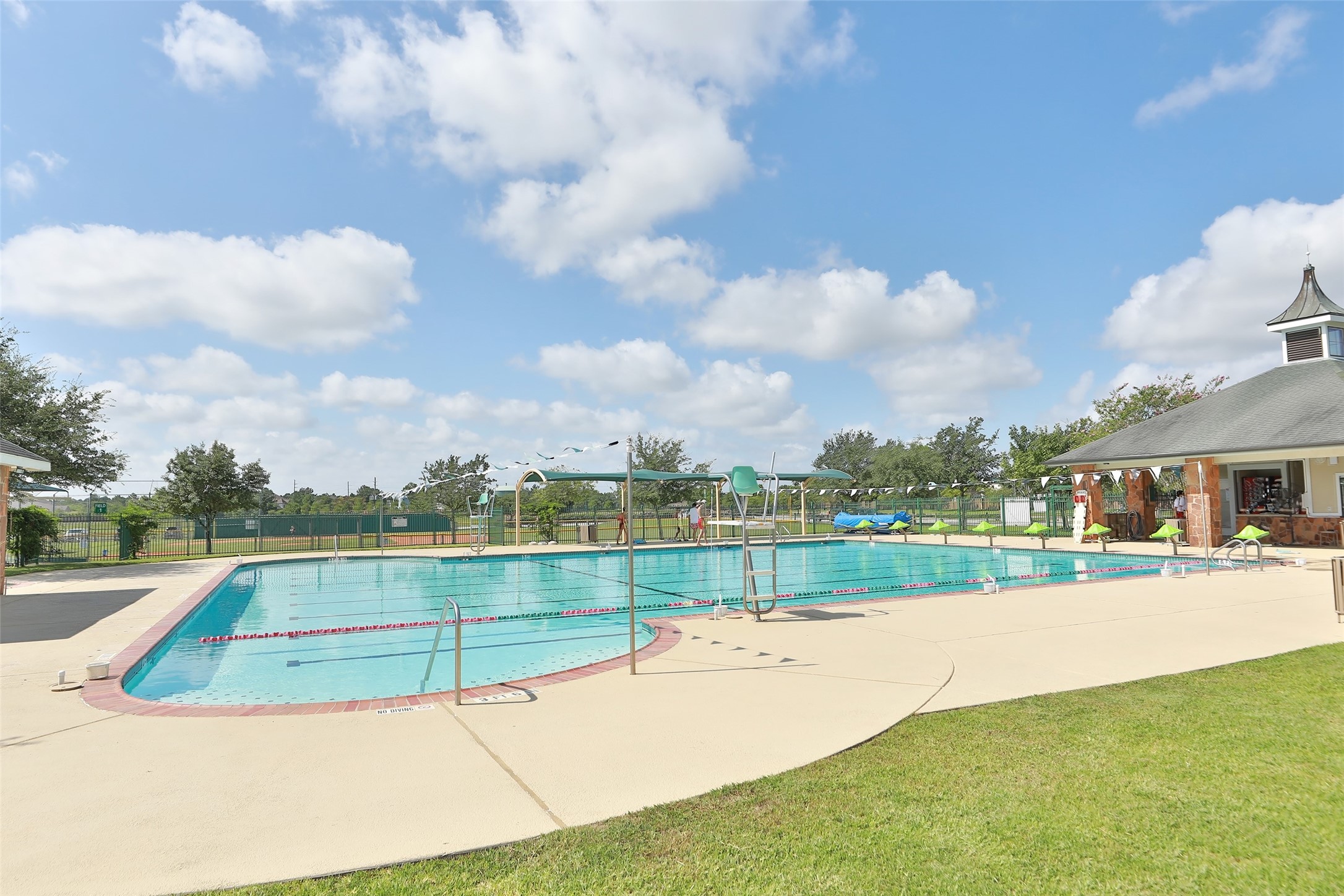 9406 Lochflora Drive Spring, TX 77379 - Photo 44 of 49 a view of a swimming pool and a yard