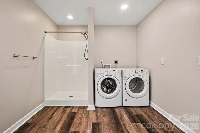 a utility room with dryer and washer