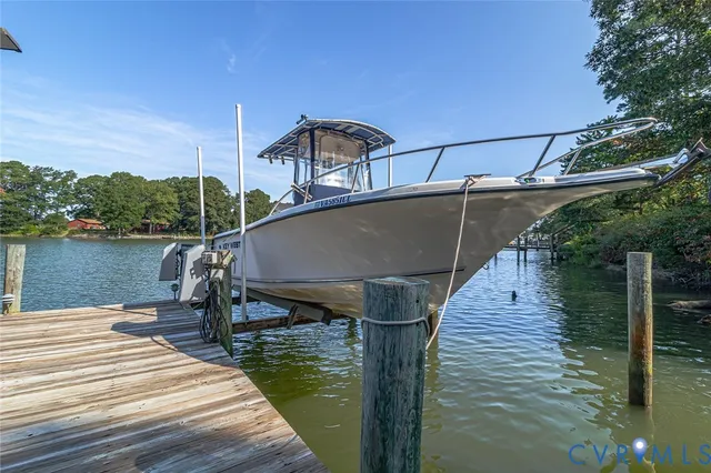 a view of lake with green space