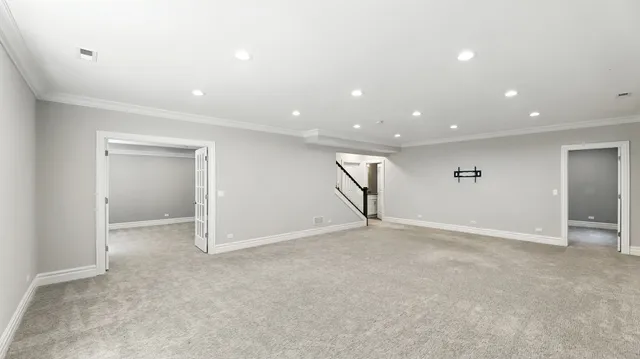 an empty room with closet area