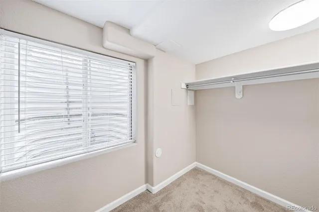 a view of a small space with a window