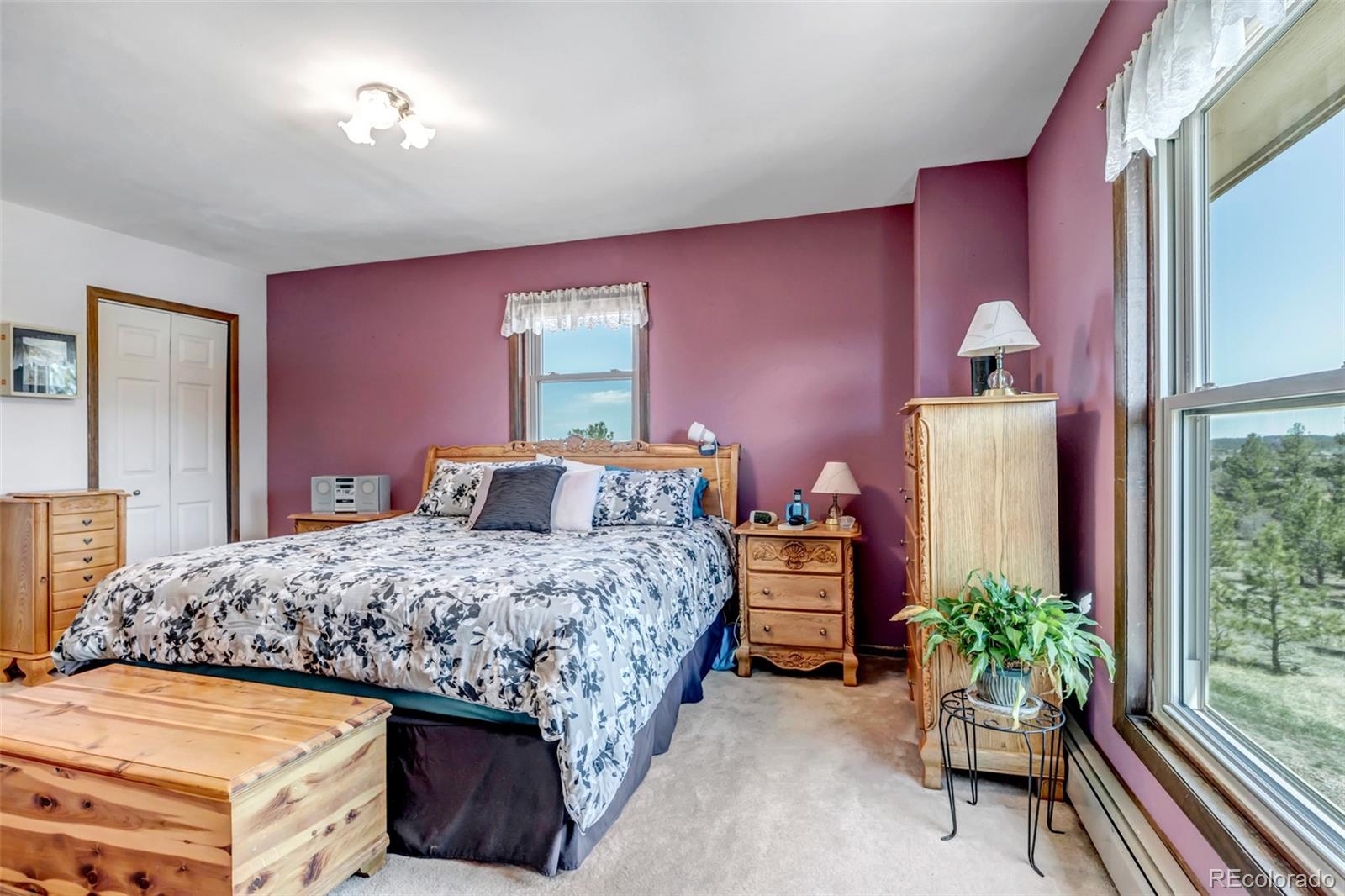 1493 Flintwood Road Franktown, CO 80116 - Photo 29 of 31 a bedroom with a bed and a chandelier