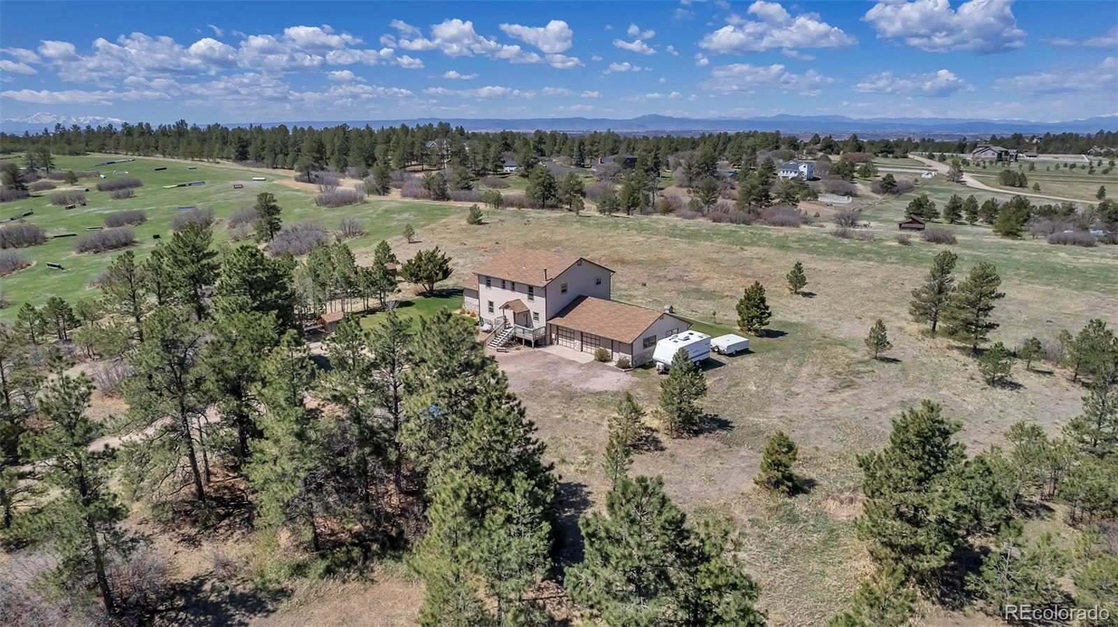1493 Flintwood Road Franktown, CO 80116 - Photo 4 of 31 an aerial view of a house with a lake view