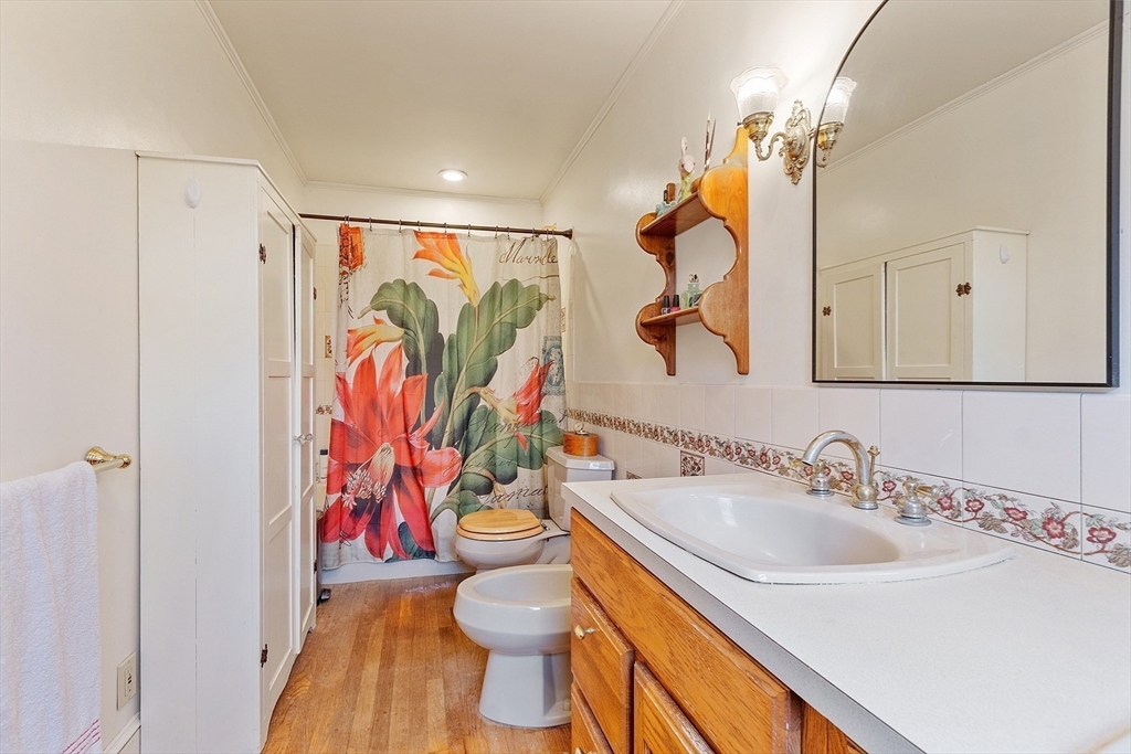 320 Old Ayer Road Groton, MA 01450 - Photo 38 of 42 a bathroom with a sink a toilet and shower curtain