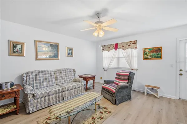 a living room with furniture