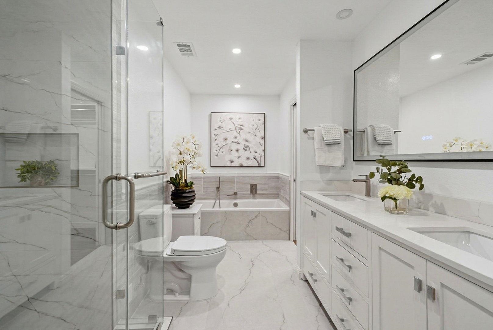 1368 Pegan Common Livermore, CA 94550 - Photo 23 of 47 a bathroom with a double vanity sink toilet and shower