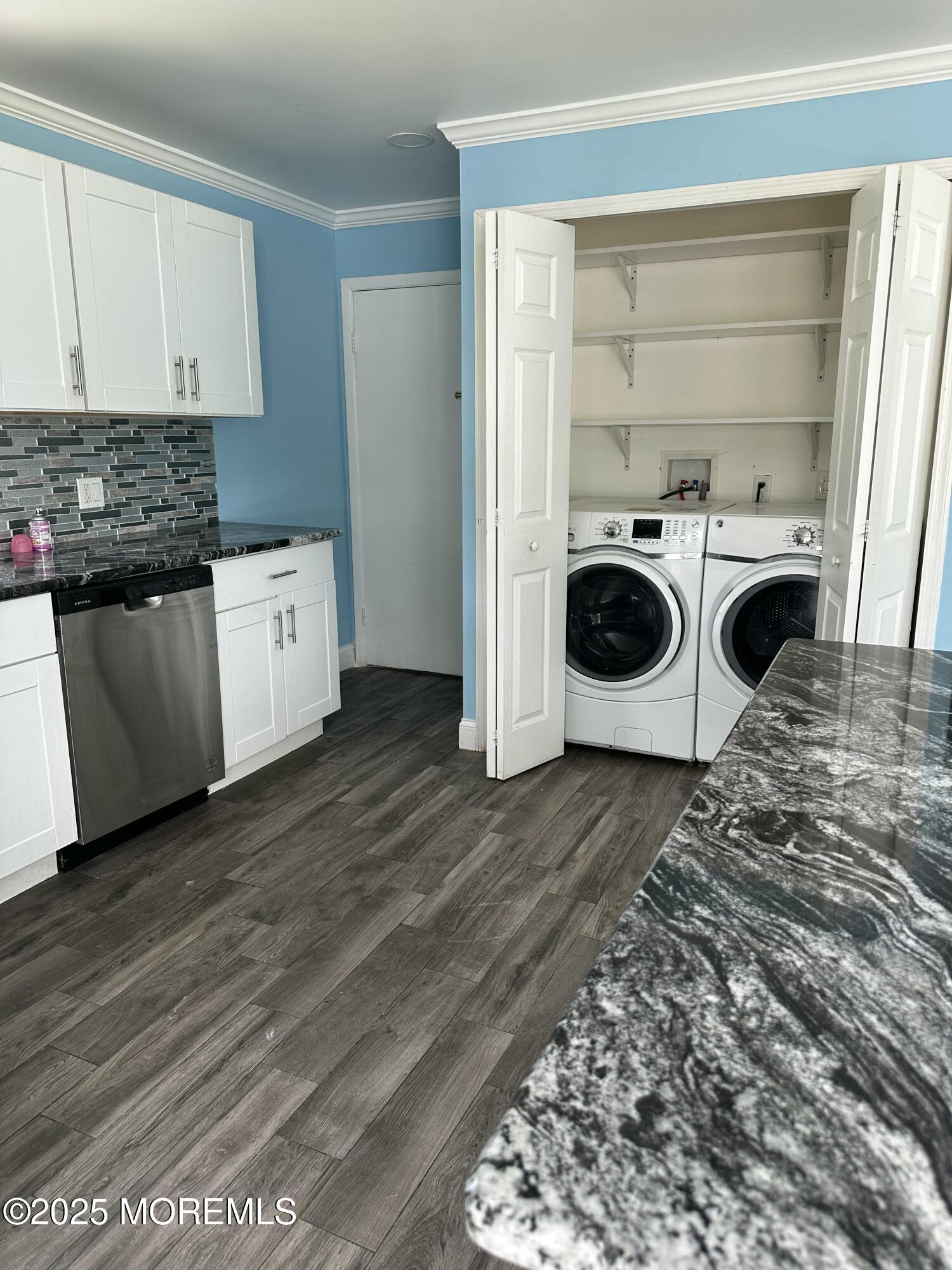 308 Myrtle Street Cliffwood, NJ 07721 - Photo 14 of 44 a view of a kitchen with wooden floor and cabinets