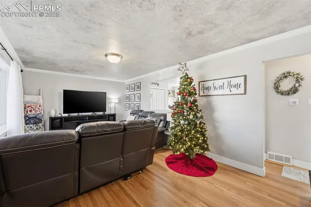 a living room with furniture and a flat screen tv