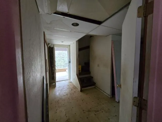 an empty room with windows