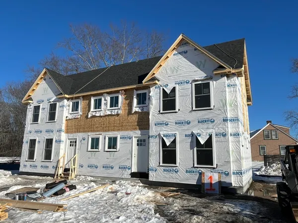 a front view of a house with many windows
