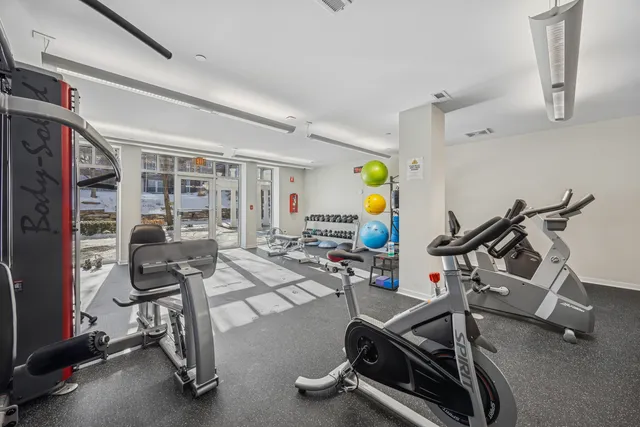 a view of a room with gym equipment